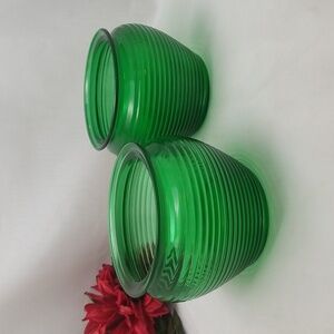 National Potteries Glass Division Emerald Green Planter Vases